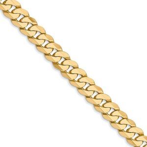 Men's 6.25mm 14k Yellow Gold Solid Beveled Curb Chain Necklace, 24 In.